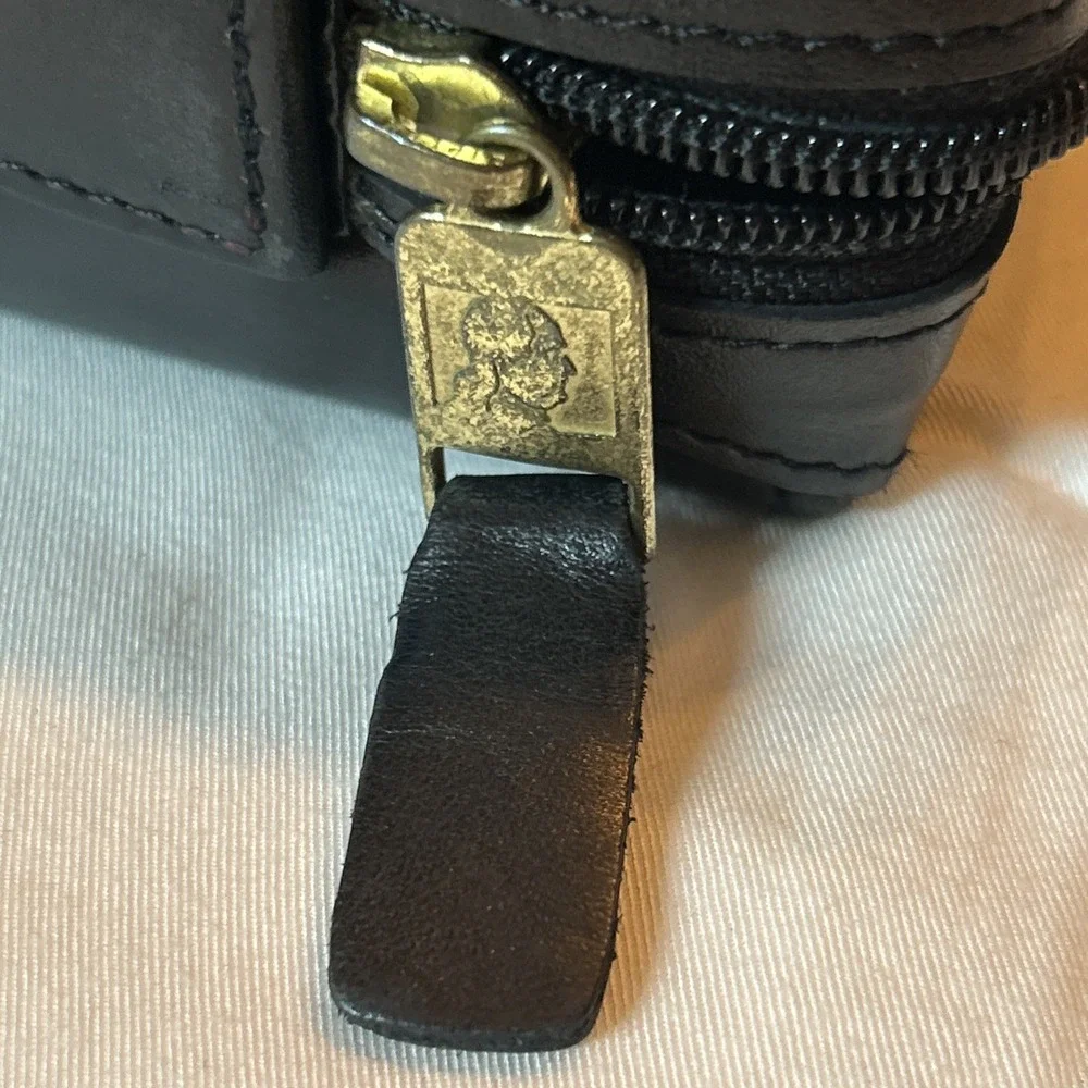 Vintage Franklin Quest Full-Grain Leather Planner Binder Black Zip Clasp‎ Handle